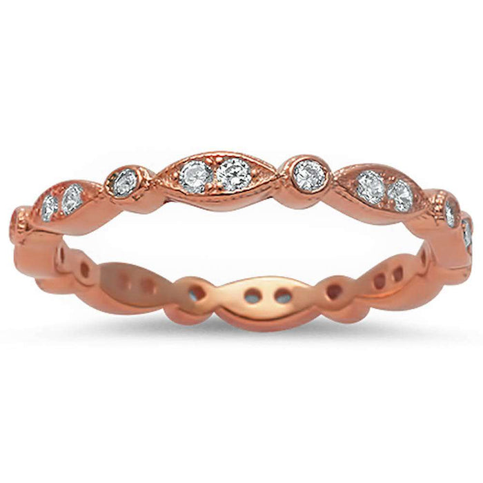 CLOSEOUT! Rose Gold Plated Wraparound All Seeing Eyes .925 Sterling Silver Band Ring Sizes 4-12