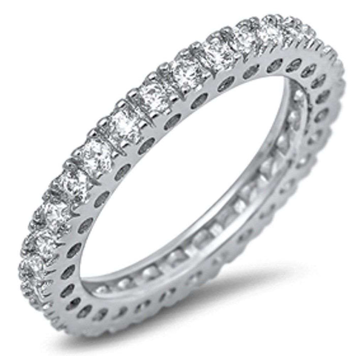 CLOSEOUT! Eternity Wedding Band Cubic Zirconia .925 Sterling Silver Band