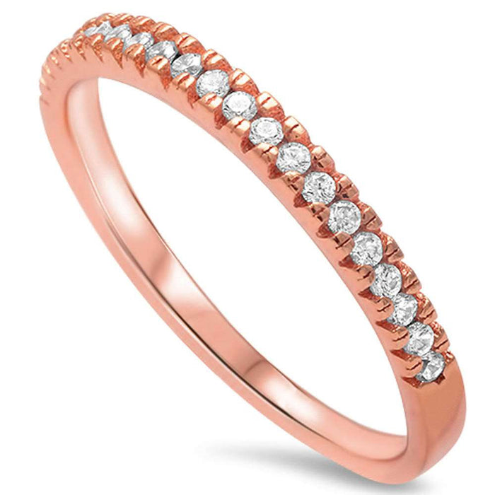 CLOSEOUT! Rose Gold Plated Cz Engangemt Band .925 Sterling Silver Ring Sizes 3-11