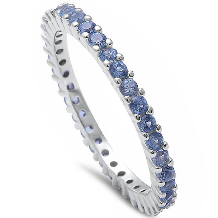CLOSEOUT! Aquamarine Eternity Band .925 Sterling Silver Ring