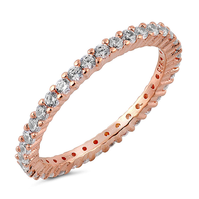 CLOSEOUT! Stackable ETERNITY Rose Gold 925 Sterling Silver Ring