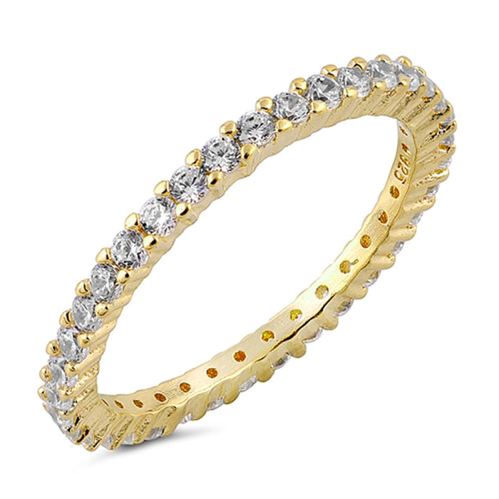 CLOSEOUT! Stackable ETERNITY Yellow Gold 925 Sterling Silver Ring
