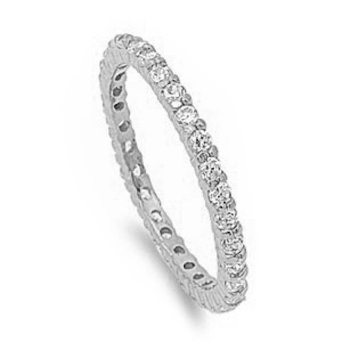 Stackable Cubic Zirconia .925 Sterling Silver Eternity Band