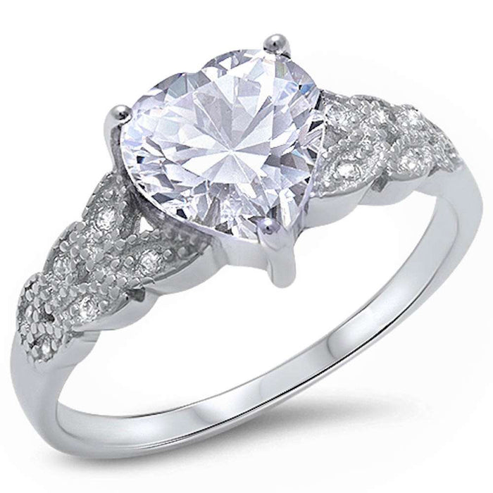 CLOSEOUT! Cubiz Zirconia Heart.925 Sterling Silver Ring
