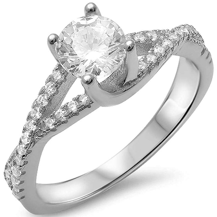 CLOSEOUT!Round Solitaire Cz Fashion .925 Sterling Silver Ring Sizes 5-10