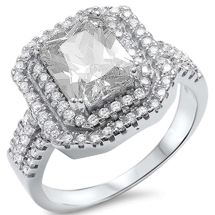 CLOSEOUT! Radiant Cut Cubic Zirconia Engagement .925 Sterling Silver Ring