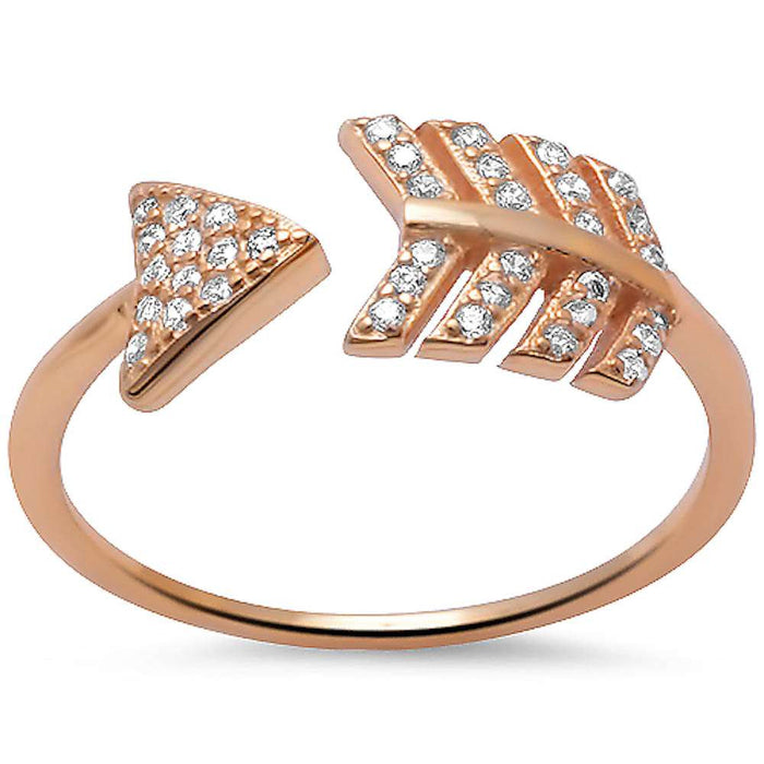 CLOSEOUT! Rose Gold Plated Arrow Cz .925 Sterling Silver Ring