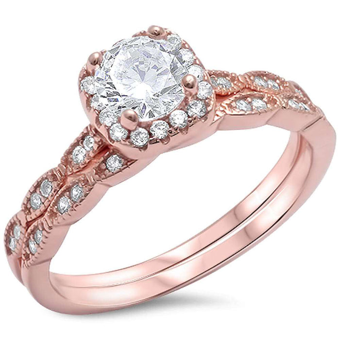 CLOSEOUT!Rose Gold Plated Cz Solitaire .925 Sterling Silver Ring Sizes 4-12