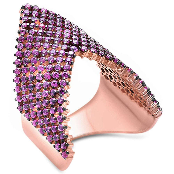 CLOSEOUT!New Designer Rose Gold Plated Ruby .925 Sterling Silver Ring