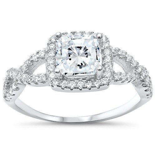 CLOSEOUT! Prong Princess Cut Infinity Band Engagement .925 Sterling Silver Ring