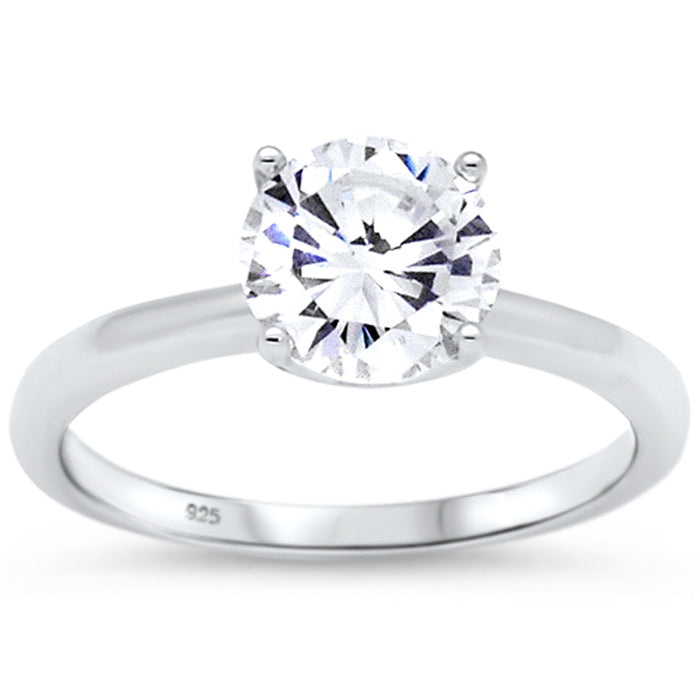 CLOSEOUT! Round Engagement Solitaire .925 Sterling Silver Ring