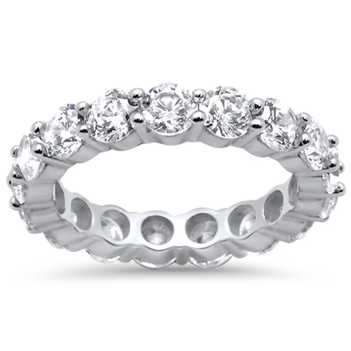 CLOSEOUT! Round Cubic Zirconia .925 Sterling Silver Eternity Band Ring Sizes 5-10