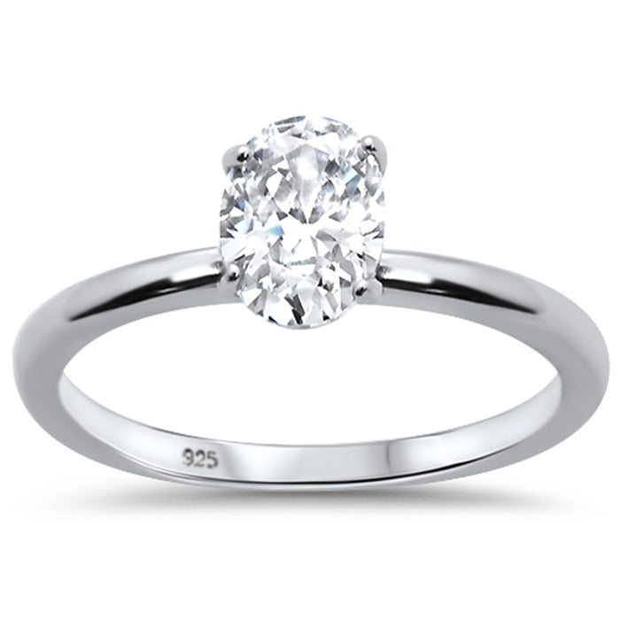 CLOSEOUT! 1.50ct 8x6mm Oval Cubic Zirconia .925 Sterling Silver Solitaire Engagement Ring