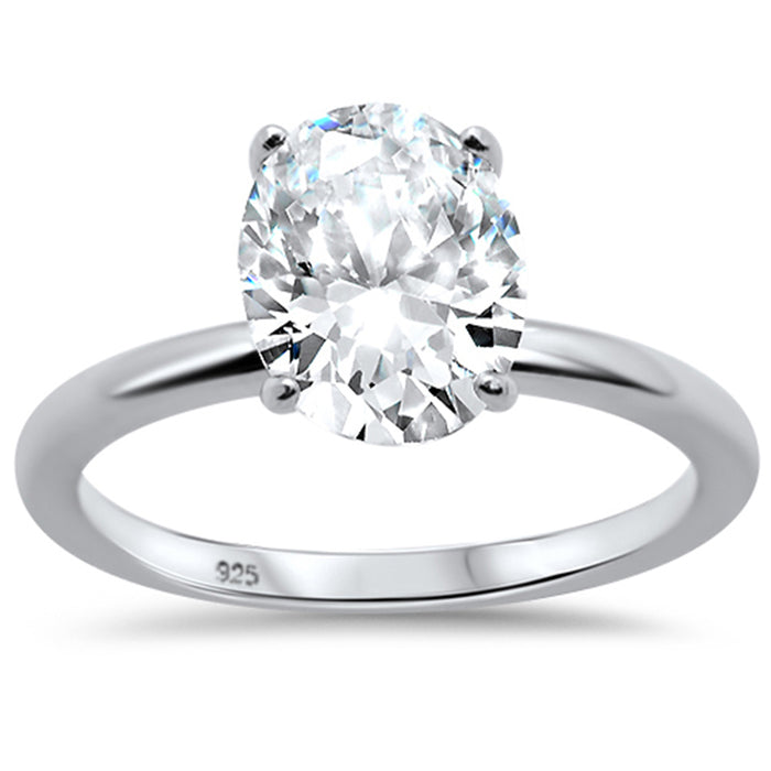 CLOSEOUT! 3.00ct 10x8mm Oval Cubic Zirconia .925 Sterling Silver Solitaire Engagement Ring Sizes 4-9