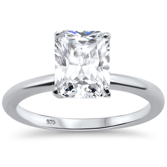 CLOSEOUT! 2.50ct 9x7mm Radiant Cut Cubic Zirconia .925 Sterling Silver Solitaire Engagement Ring