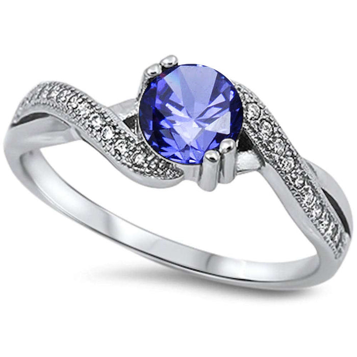 CLOSEOUT! Tanzanite & Cz .925 Sterling Silver Ring sizes 5