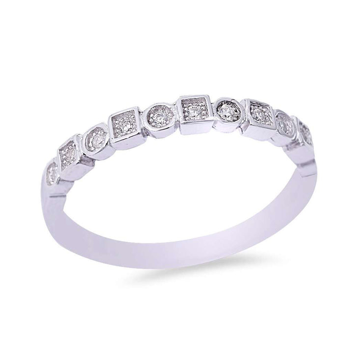 CLOSEOUT!Round & Square Cubic Zirconia Band .925 Sterling Silver Ring