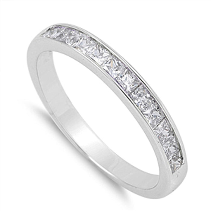 CLOSEOUT!Sterling Silver Clear Cz Channel Ring
