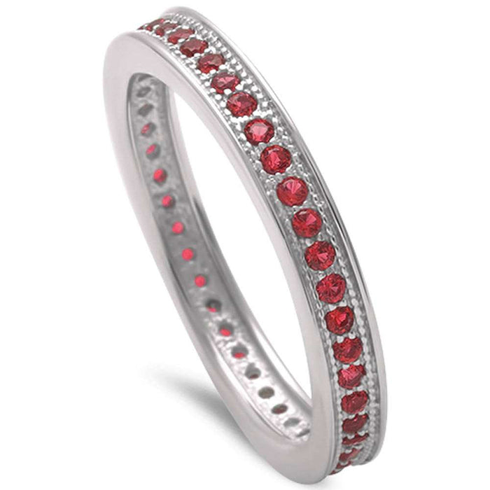 CLOSEOUT!Ruby Eternity Band .925 Sterling Silver Ring Sizes 4-10