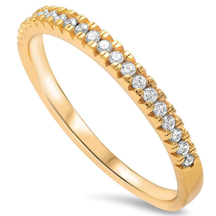 CLOSEOUT! Yellow Gold Plated Cz Engagement Band .925 Sterling Silver Ring Sizes 3-11