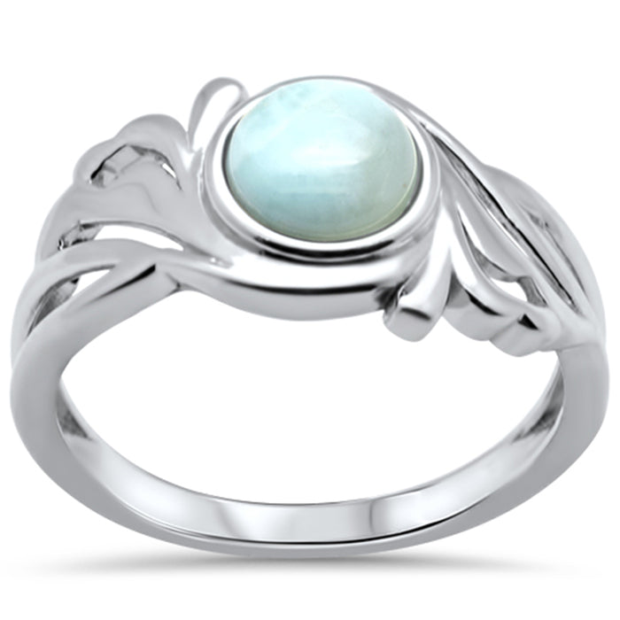 .925 Sterling Silver Natural Larimar Ring Sizes 5-10