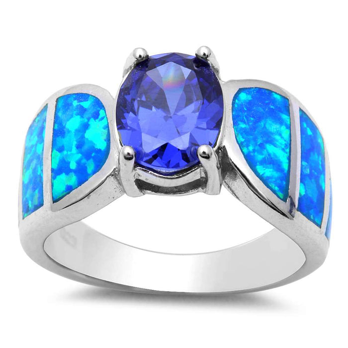 CLOSEOUT! Tanzanite & Blue Opal .925 Sterling Silver Ring 5-10
