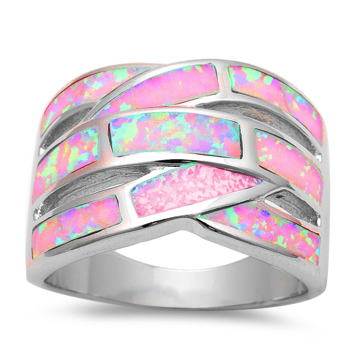 CLOSEOUT!Pink Fire Opal .925 Sterling Silver Fashion Ring