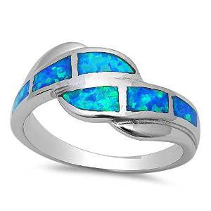 CLOSEOUT! Blue Opal Fashion .925 Sterling Silver Ring