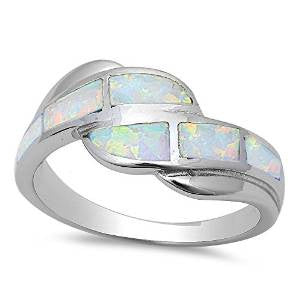CLOSEOUT!White Opal Fashion .925 Sterling Silver Ring Sizes 5-10
