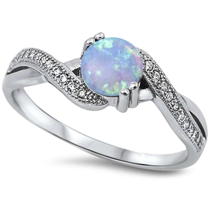 CLOSEOUT! Light Blue Opal Infinity Cubic Zirconia .925 Sterling Silver Ring