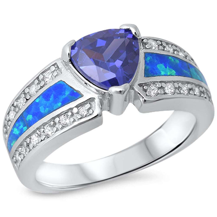 CLOSEOUT! Tanzanite, Blue Opal & Cz .925 Sterling Silver Ring