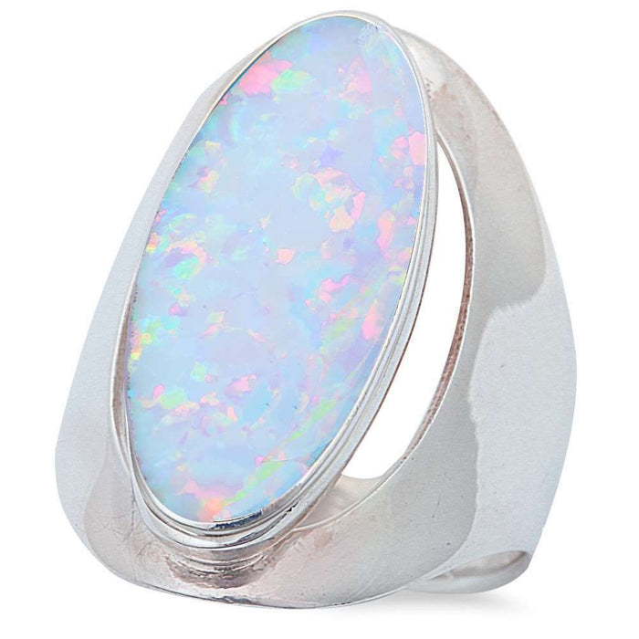 CLOSEOUT!White Opal .925 Sterling Silver Ring