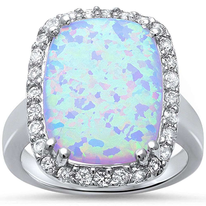 CLOSEOUT!Elegant White Fire Opal & Cubic Zirconia .925 Sterling Silver Ring