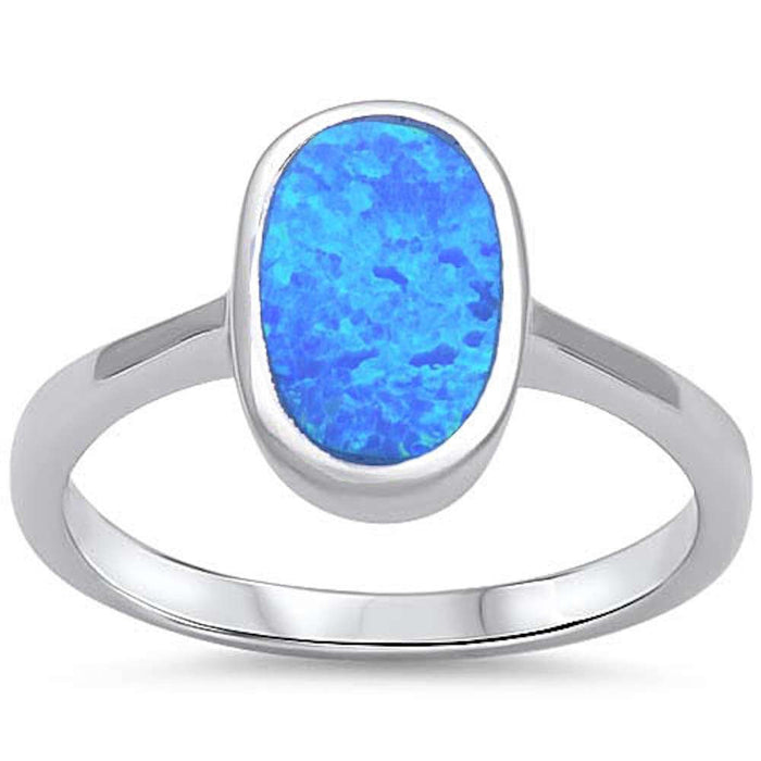 CLOSEOUT!Blue Opal Fashion .925 Sterling Silver Ring