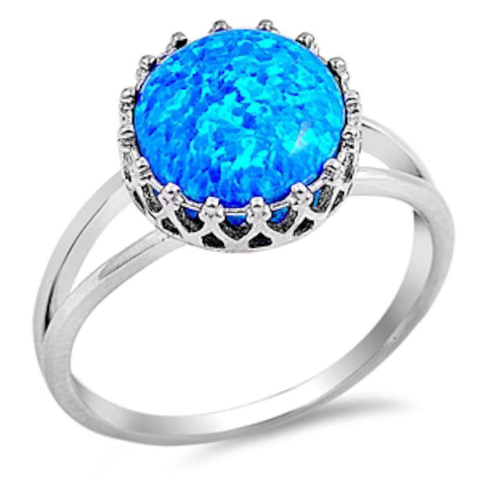 CLOSEOUT! Crown Blue Opal .925 Sterling Silver Ring
