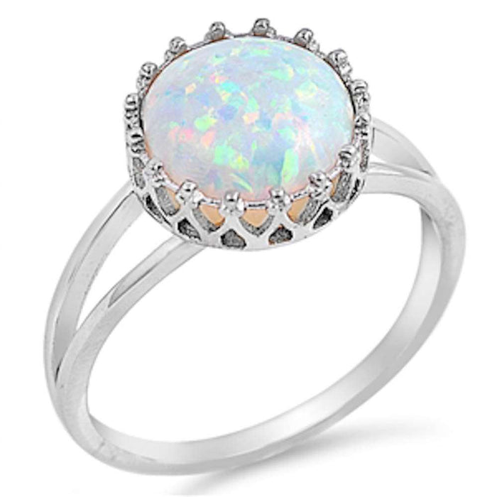 CLOSEOUT! Crown White Opal .925 Sterling Silver Ring