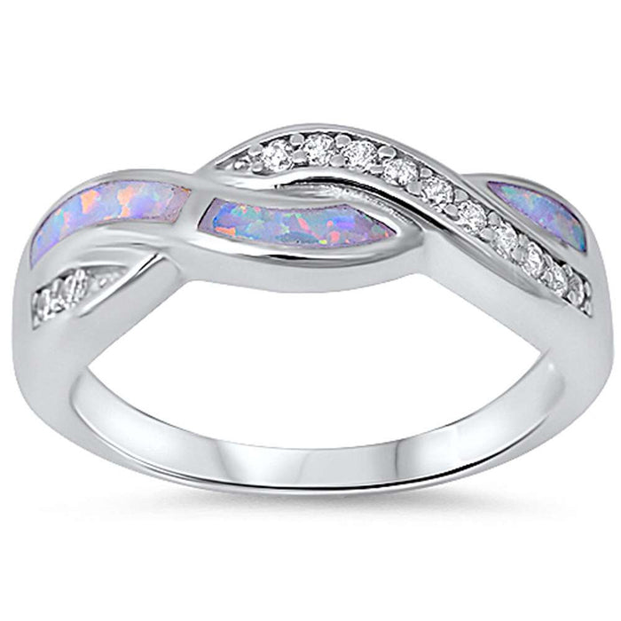 CLOSEOUT! White Opal & Cz .925 Sterling Silver Ring