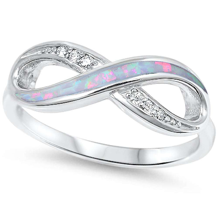 CLOSEOUT!White Opal & Cz .925 Sterling Silver Ring