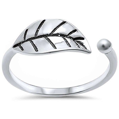 CLOSEOUT! Sterling Silver Plain Leaf Ring