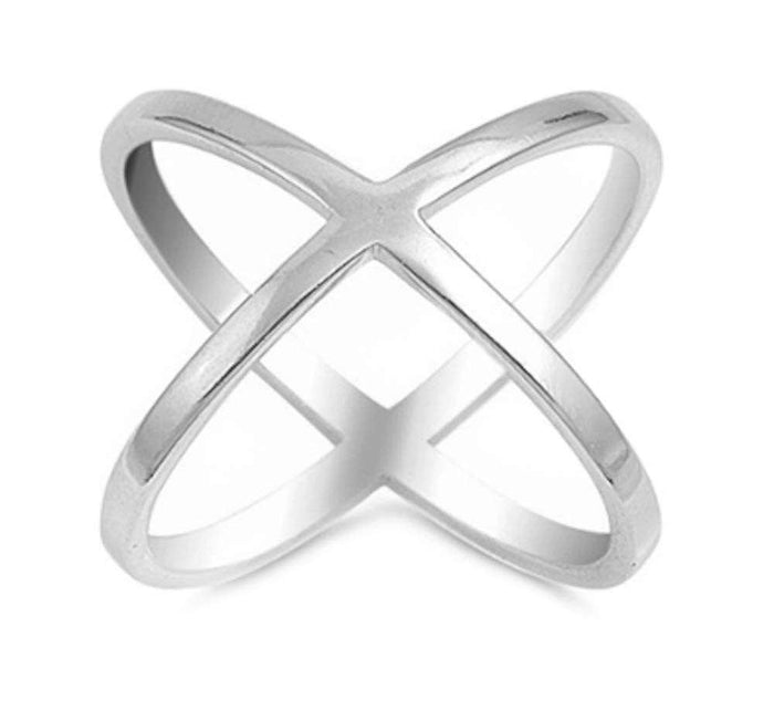 CLOSEOUT! Plain "Criss Cross" .925 Sterling Silver Ring