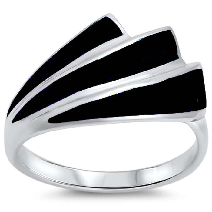 CLOSEOUT!New Black Onyx Design .925 Sterling Silver Ring