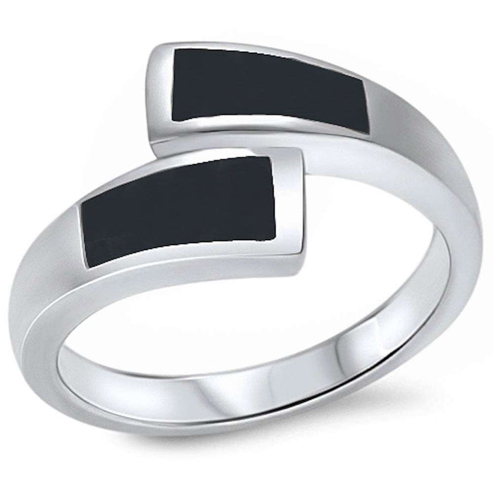 CLOSEOUT!New Fashion Black Onyx .925 Sterling Silver Ring Sizes 5
