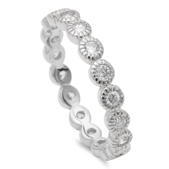 CLOSEOUT! Sterling Silver Bezel Set Eternity .925 Sterling Silver Ring